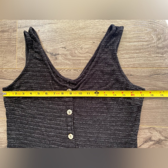 3/$15 Heather black mid length button casual dress w/ front slit - Picture 4 of 5